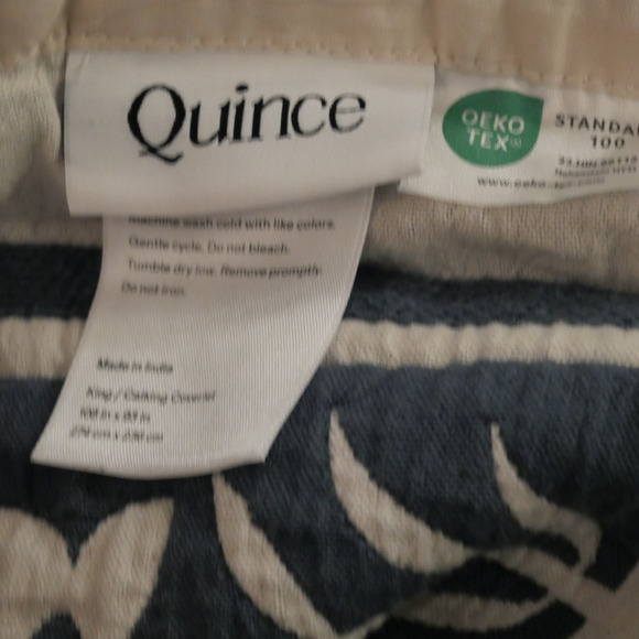 NEW QUINCE Organic Cotton Jacquard Floral Coverlet Blue King California King - Picture 4 of 9